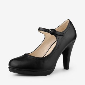 Platform Round Toe Ankle Strap Mary Jane Stiletto Heel Pumps Black/8.5 - Allegra K catalog
