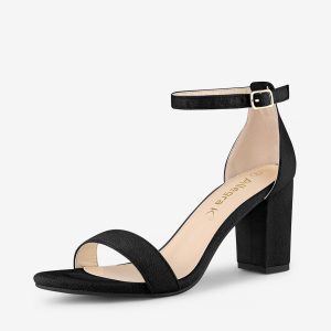Women's Buckle Ankle Strap High Chunky Heels Sandals Black/6.5 - Allegra K catalog