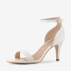 Glitter Ankle Strap Stiletto Heel Sandals White/8 - Allegra K catalog