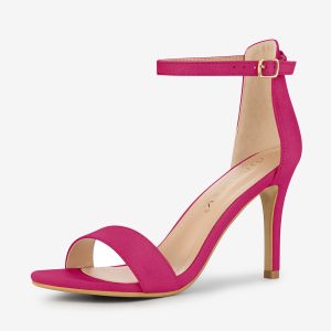 Suede Ankle Strap High Stiletto Heel Sandals Hot Pink/9 - Allegra K catalog