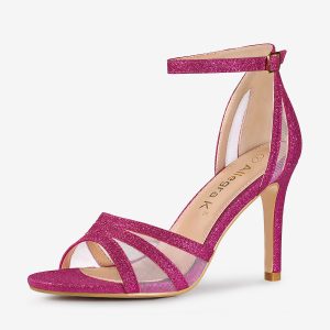 Glitter Ankle Strap Stiletto Heel Sandal Hot Pink/7 - Allegra K catalog