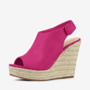 Open Toe Espadrille Platform Wedge Heel Slingback Sandals Hot Pink/5.5 - Allegra K catalog