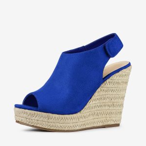 Open Toe Espadrille Platform Wedge Heel Slingback Sandals Deep Blue/9 - Allegra K catalog
