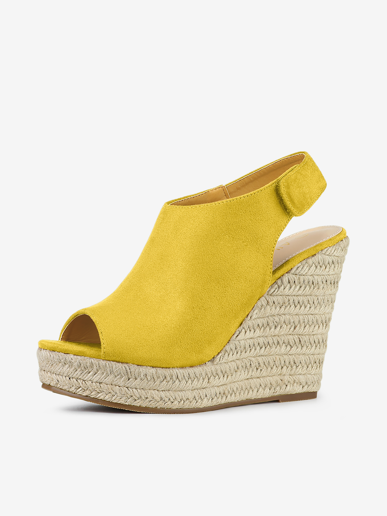 Open Toe Espadrille Platform Wedge Heel Slingback Sandals Yellow/6 - Allegra K catalog