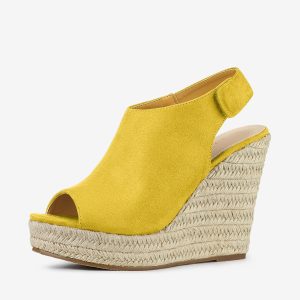 Open Toe Espadrille Platform Wedge Heel Slingback Sandals Yellow/7 - Allegra K catalog