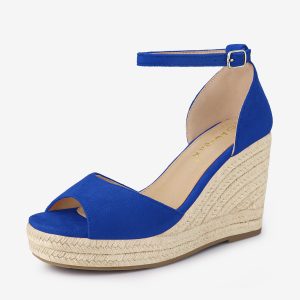 Espadrille Platform Ankle Strap Wedge Heel Sandals Dark Blue/7.5 - Allegra K catalog