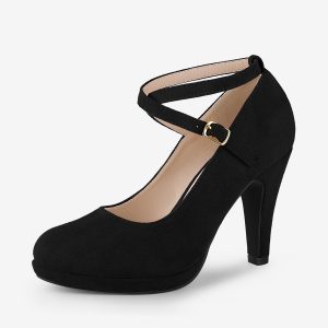 Platform Cross Strap Stiletto Heel Mary Jane Pumps Black/6.5 - Allegra K catalog
