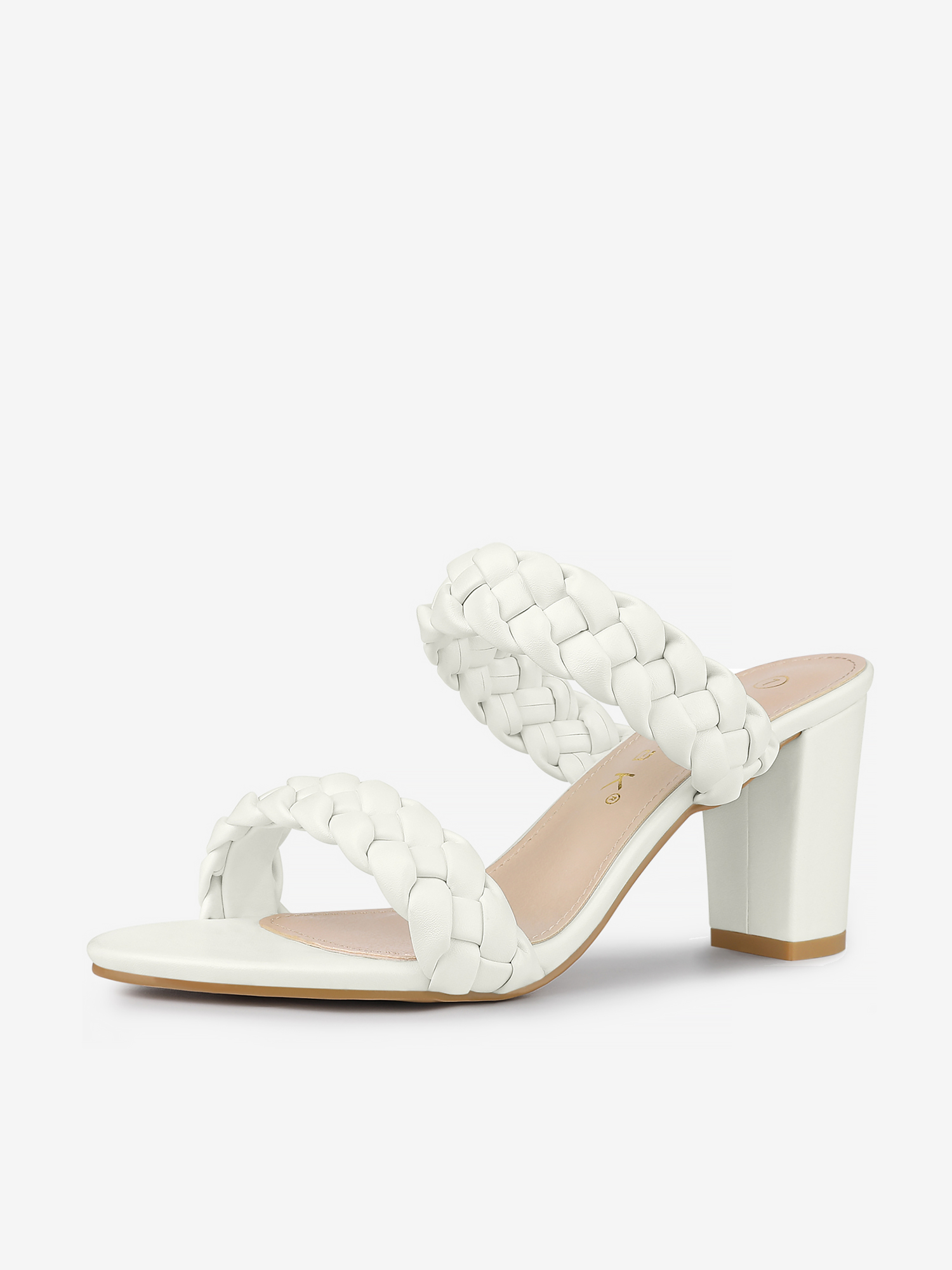 Elegant Open Toe Slip On Braided Chunky Heel Slide Sandals White/6.5 - Allegra K catalog