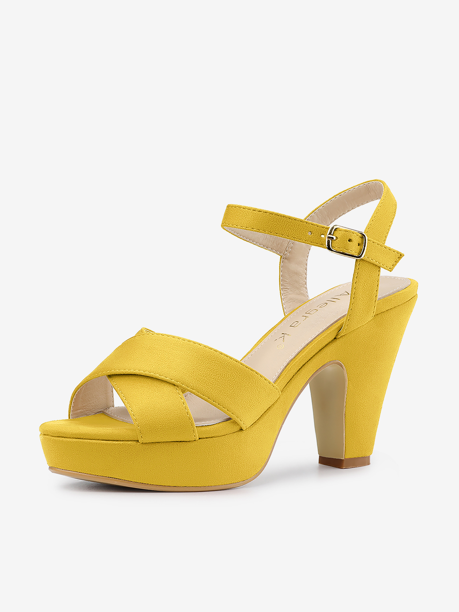 Ankle Strap Platform Chunky Heel Slingback Sandals Yellow/7.5 - Allegra K catalog