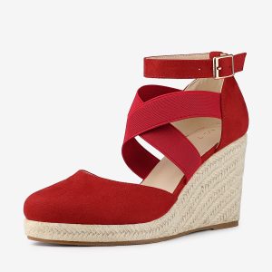 Women's Espadrille Platform Closed Toe Wedges Heel Sandal Red/6 - Allegra K catalog