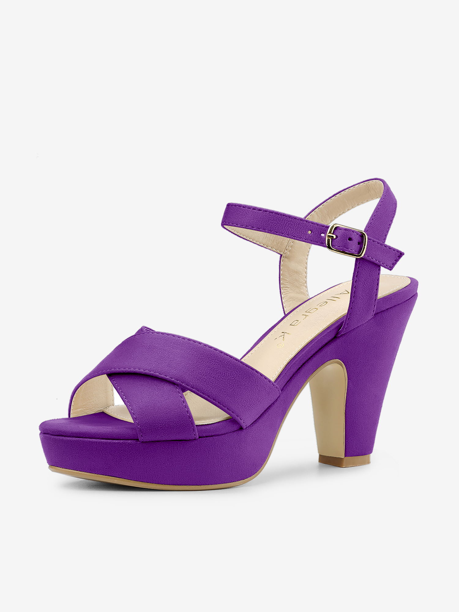 Platform Chunky Heel Ankle Strap Slingback Sandals Purple/9 - Allegra K catalog