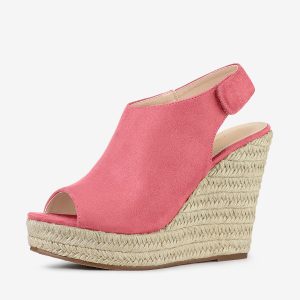 Open Toe Espadrille Platform Wedge Heel Slingback Sandals Watermelon Red/7 - Allegra K catalog