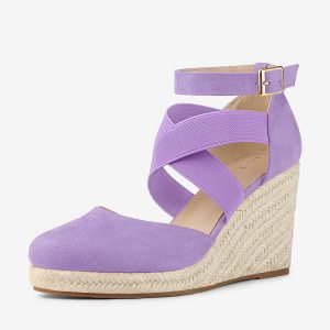 Women's Espadrille Platform Closed Toe Wedges Heel Sandal Purple/6 - Allegra K catalog