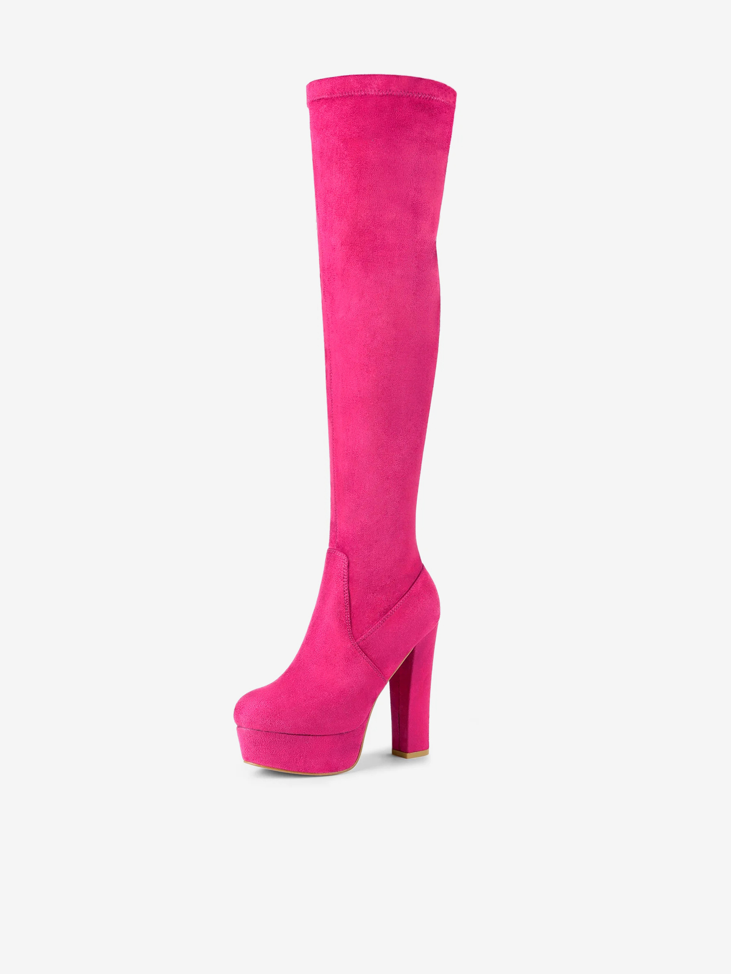 Faux Suede Platform Block Heel Over Knee High Boots Hot Pink/6 - Allegra K catalog