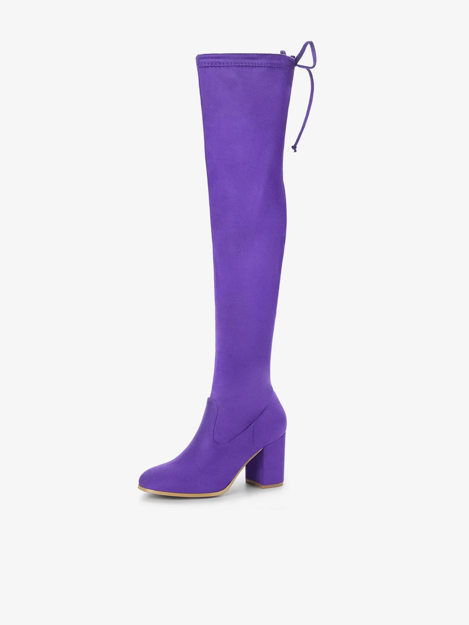 Round Toe Chunky Heel Over the Knee High Boots Purple/8.5 - Allegra K catalog