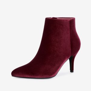 Women's Pointed Toe Boot Stiletto Heels Ankle Boots Burgundy/6 - Allegra K catalog
