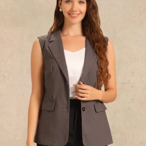 Sleeveless Business Casual Linen Work Office Vest Grey Brown/L - Allegra K catalog