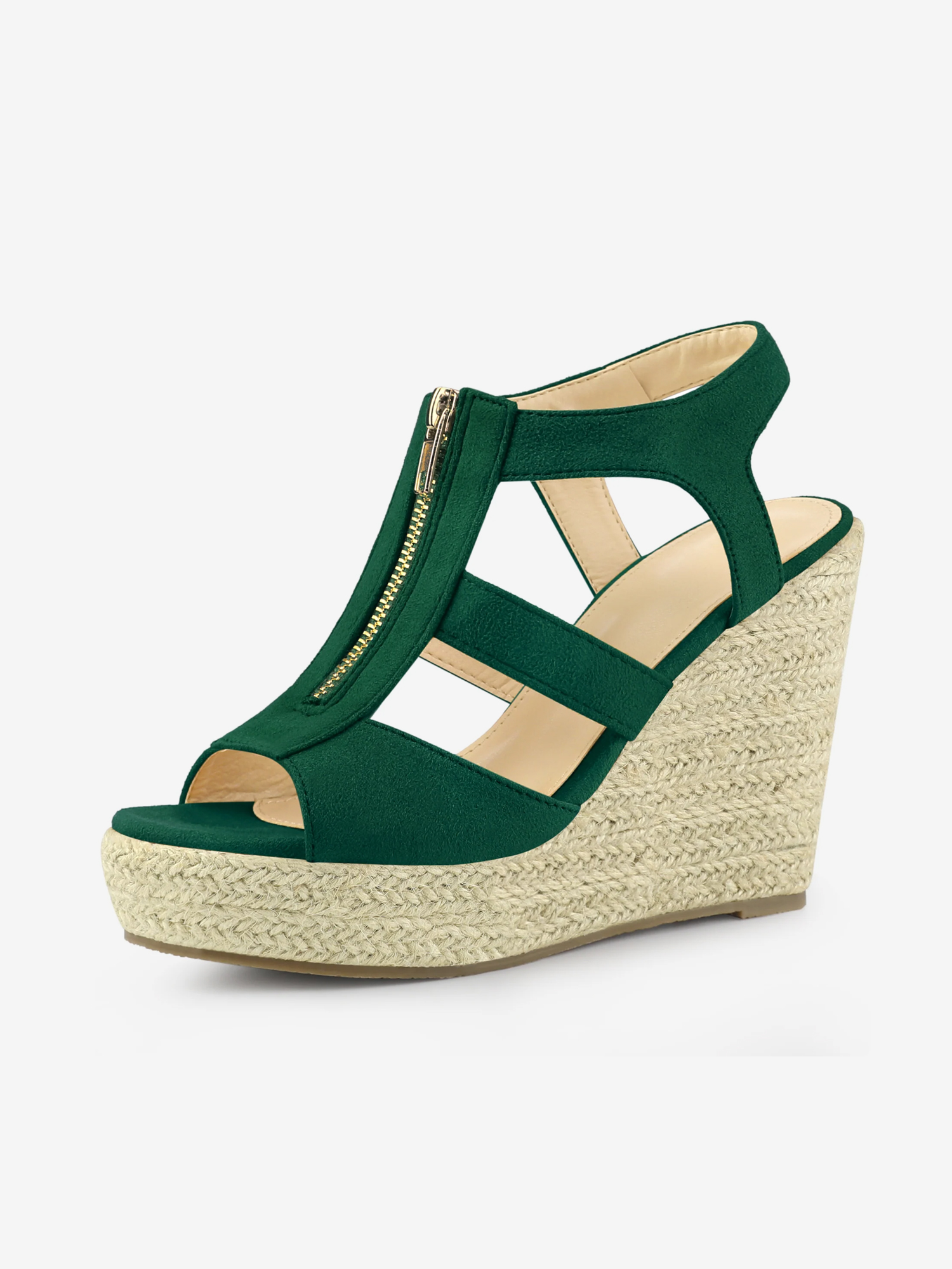 Women's Platform Heels Slingback Zipper Wedge Sandals Emerald Green/6 - Allegra K catalog