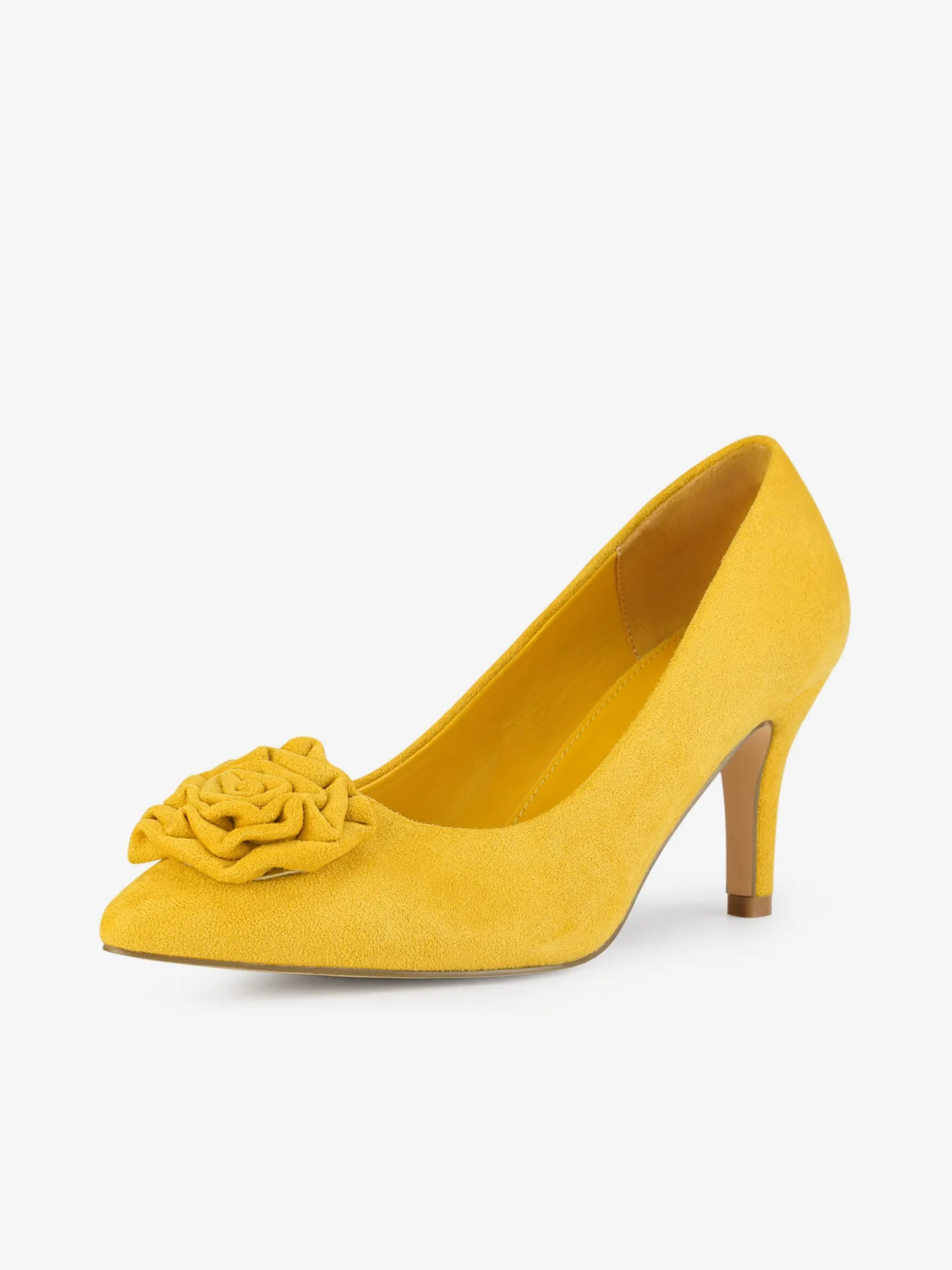 Women's Flower Pointed Toe Stiletto Heels Pumps Yellow/9 - Allegra K catalog