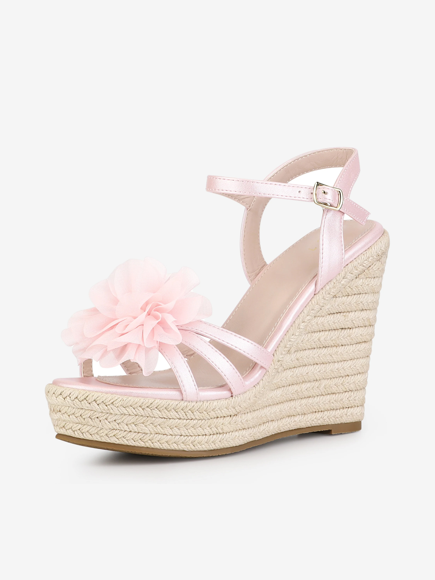 Women's Flower Platform Espadrilles Wedge Heel Sandals Bling Pink/8 - Allegra K catalog