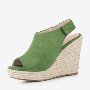 Open Toe Espadrille Platform Wedge Heel Slingback Sandals Olive Green/6 - Allegra K catalog