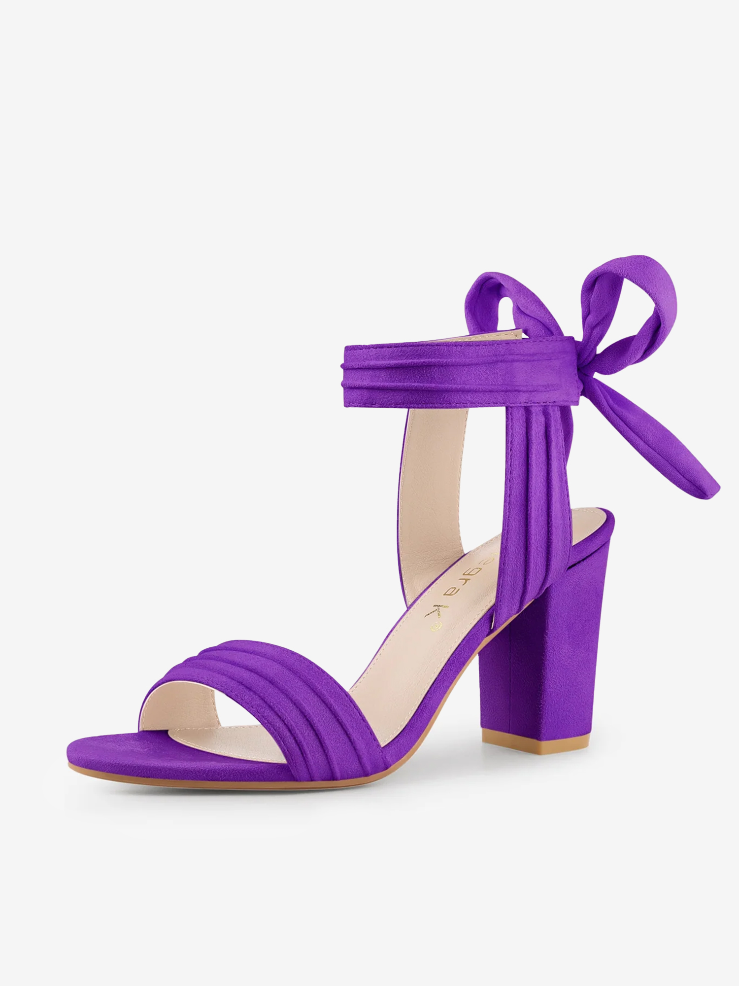 Open Toe Ankle Tie Back Faux Suede Chunky Heel Sandals Dark Purple/11 - Allegra K catalog