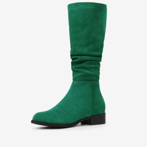 Women's Round Toe Slouches Block Heels Knee High Boots Green/6 - Allegra K catalog