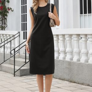 Sleeveless Round Neck Casual Split Midi Dress Black/S - Allegra K catalog