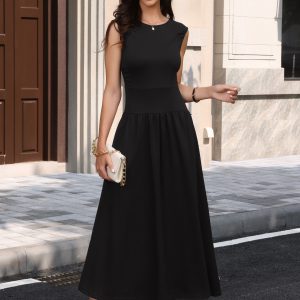 Sleeveless Pockets Casual Maxi A-Line Dress Black/L - Allegra K catalog
