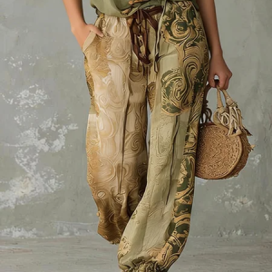 Plus Size Casual Ethnic Regular Fit Pants, Plus Pants, color:As Picture|size:4X, Stylewe