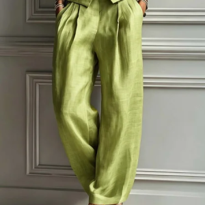 Casual Solid H-Line Straight Leg Pants, Pants, color:Green|size:XXL, Stylewe