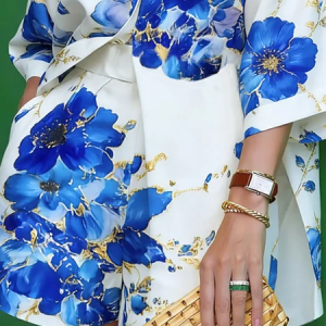 Elegant Floral Printing Straight Pants Shorts, Shorts, color:Blue|size:XXL, Stylewe