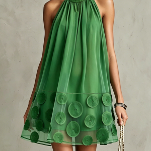 Elegant Plain Stand Collar Mini Dress, Mini Dresses, color:Green|size:XXL, Stylewe