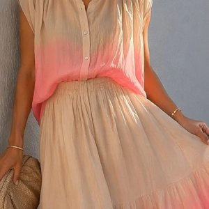 Vacation Gradient Shirt Collar Shirt, Blouses and Shirts, color:As Picture|size:XXL, Stylewe