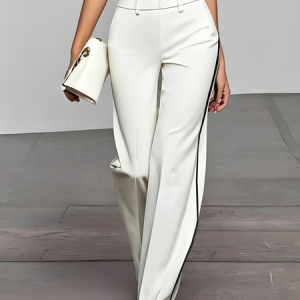 Urban Color Block Straight Pants, Pants, color:White|size:XXL, Stylewe