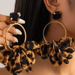 Leopard Print Fabric Earrings, Earrings, color:Leopard|size:One-size, Stylewe