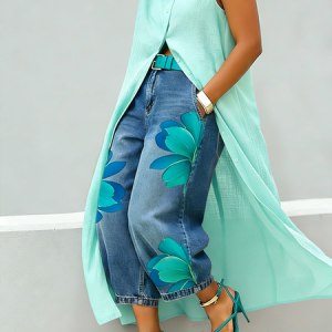 Plus Size Cotton Casual Plain Buttoned Shirt Collar Shirt, Plus Tops, color:Cyan|size:4X, Stylewe
