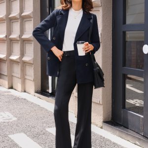 Long Sleeve Double Breasted Button Winter Outerwear Pea Coat Dark Navy Blue/XL - Allegra K catalog