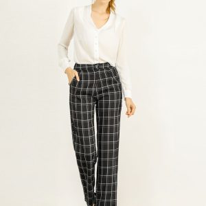 Plaid Elastic Waist Casual Work Office Long Pants Black/M - Allegra K catalog