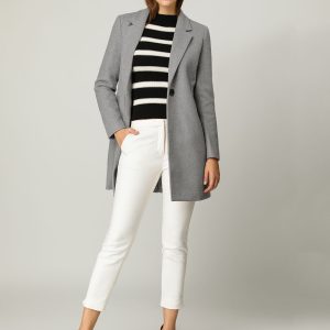 Classic Notched Lapel Long Sleeve Buttoned Coat Grey/M - Allegra K catalog