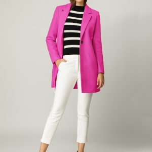 Classic Notched Lapel Long Sleeve Buttoned Coat Fuchsia/M - Allegra K catalog