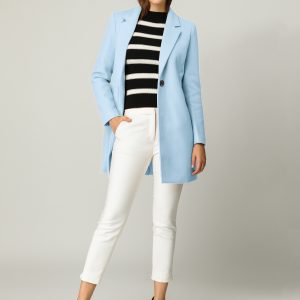 Classic Notched Lapel Long Sleeve Buttoned Coat Light Blue/S - Allegra K catalog