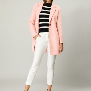 Classic Notched Lapel Long Sleeve Buttoned Coat Pink/S - Allegra K catalog
