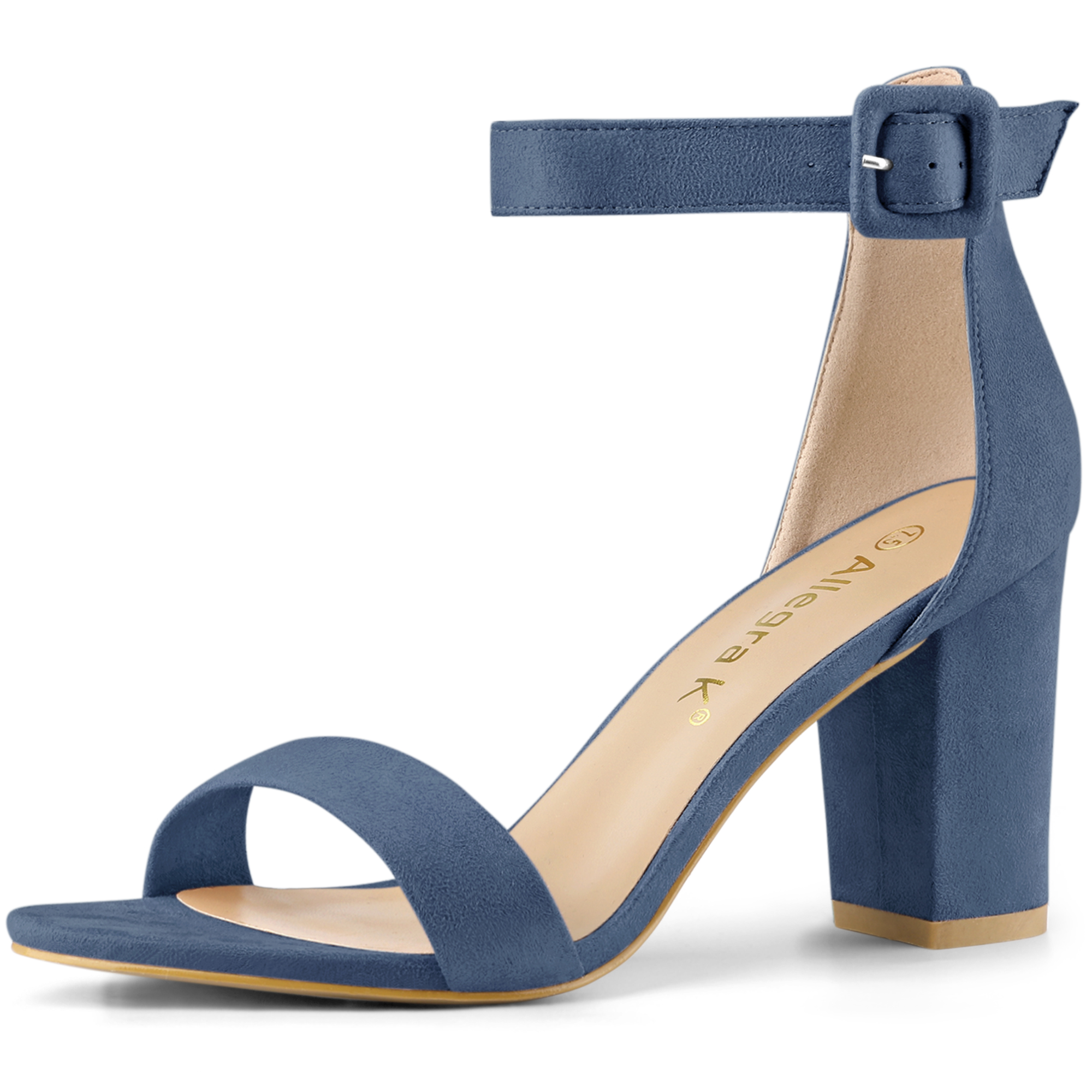 Buckle Ankle Strap High Chunky Heel Sandals Haze Blue/7 - Allegra K catalog