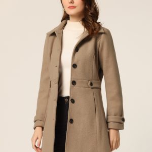Winter Classic Outwear Overcoat with Pockets Single Breasted Coat Brown/L - Allegra K catalog
