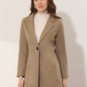 Classic Notched Lapel Long Sleeve Buttoned Coat Light Brown/XL - Allegra K catalog