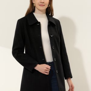 Solid Winter Single Breasted Long Warm Pocketed Pea Coat Black/M - Allegra K catalog