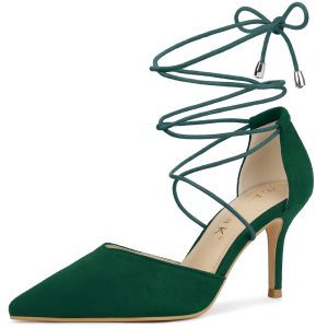 Pointed Toe Dress Pumps Lace Up Stiletto Heel Sandals Green/10 - Allegra K catalog