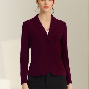 Solid Work Office Lapel Collar Stretch Jacket Suit Blazer Purplish Red/L - Allegra K catalog