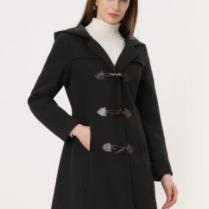 Hooded Toggle Button Up Duffle Coat Winter Outwear Black/XL - Allegra K catalog